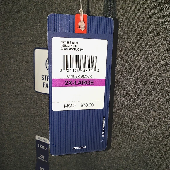 IZOD Classic Advantage Fleece in Cinder Block 2XL - Picture 3 of 7